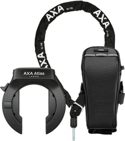 AXA Atlas Large Retractable + ULC 5.5-130 Einsteckkette Set inkl. Tasche Rahmenschloss, Schlüssel