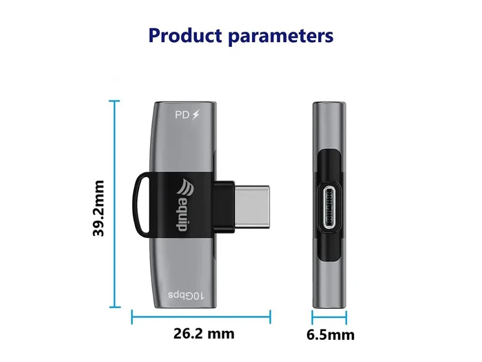 Equip 2-in-1-USB-C-OTG-Adapter, USB-C 3.1 [Stecker] auf 2x USB-C 3.1 [Buchse], PD 100W, grau