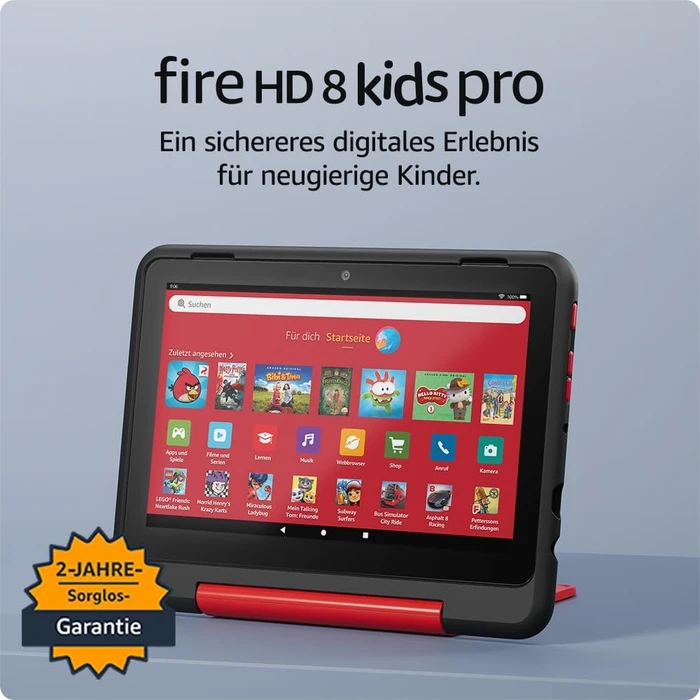 Amazon Fire HD 8 KFRAPWI 2024, ohne Werbung, schwarz/rot, 32GB, Marvel-Avengers-Design, Kids Pro Edition