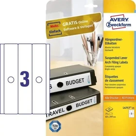 Avery-Zweckform Ordneretiketten, 63x297mm, gelb, 25 Blatt (75 Etiketten)