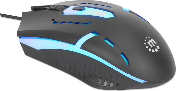 Manhattan RGB Gaming-Maus, 4 Tasten, 1500dpi, schwarz, USB