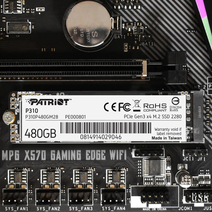 Patriot P310 480GB, M.2 2280 / M-Key / PCIe 3.0 x4