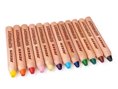 Jolly Supersoft 3 in 1 (Buntstift/Wachsmalkreide/Aquarellstift, wasservermalbar) Multifunktionsstift sortiert, 12er-Set