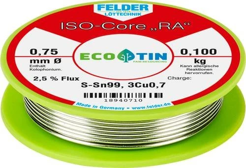 Felder ISO-Core RA Sn99Cu1 Lötzinn 0.75mm, 100g