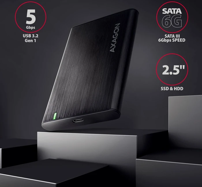 Axagon Raw Box Festplattengehäuse, schwarz, 2.5", USB-C 3.0