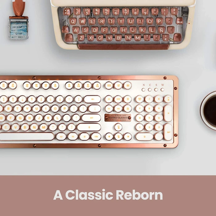 Azio Retro Classic, Posh, weiß/kupfer, Kailh Typelit, USB, US