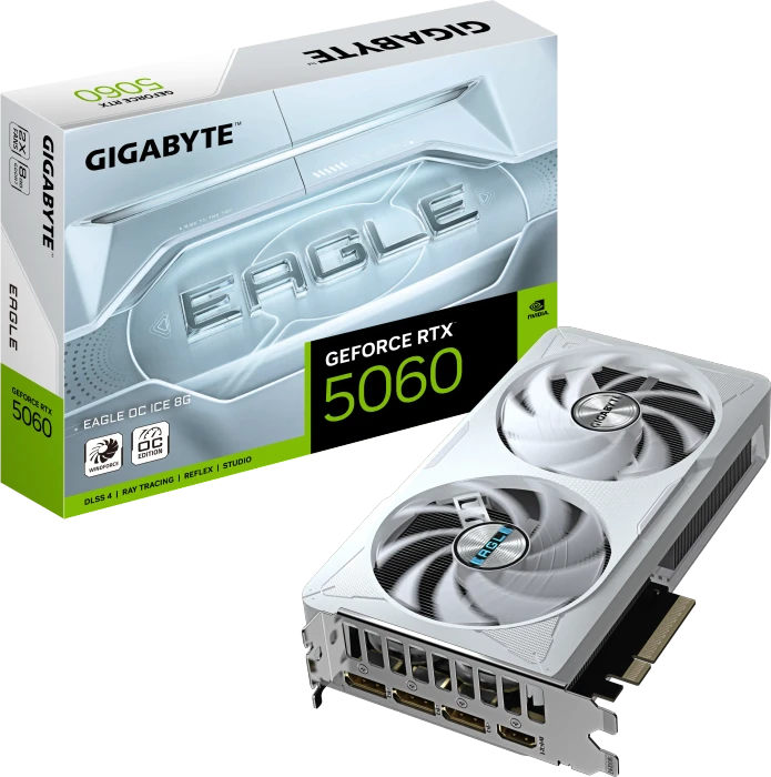 GIGABYTE GeForce RTX 5060 Eagle OC ICE 8G, 8GB GDDR7, HDMI, 3x DP