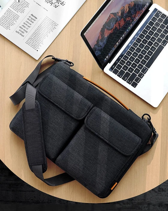 Inateck 13" EdgeKeeper 360° schützende Laptop Schultertasche, schwarzgrau