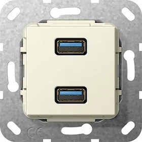 Gira Einsatz USB 3.0 Typ A 2fach Kabelpeitsche, cremeweiß glänzend