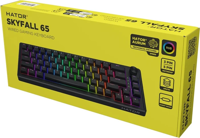 Hator Skyfall 65 Wired, schwarz, LEDs RGB, Aurum Sterling, USB, US