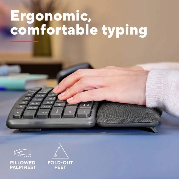 Trust Keyra Ergonomic Multi-Device Wireless Keyboard, schwarz, USB/Bluetooth, DE