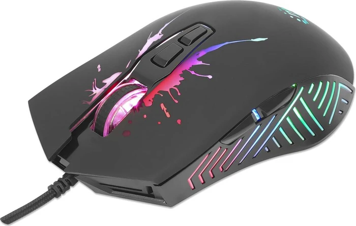 Manhattan RGB Gaming-Maus, 7 Tasten, 7200dpi, schwarz, USB
