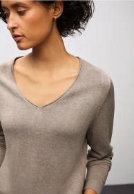 Street One V-Neck Pullover mocha dream mel. (Damen)