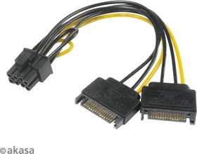 Akasa 2x 15-Pin SATA Strom auf 6/8-Pin PCIe, 150mm (AK-CBPW19-15)