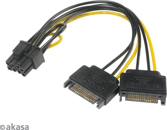 Akasa 2x 15-Pin SATA Strom auf 6/8-Pin PCIe, 150mm