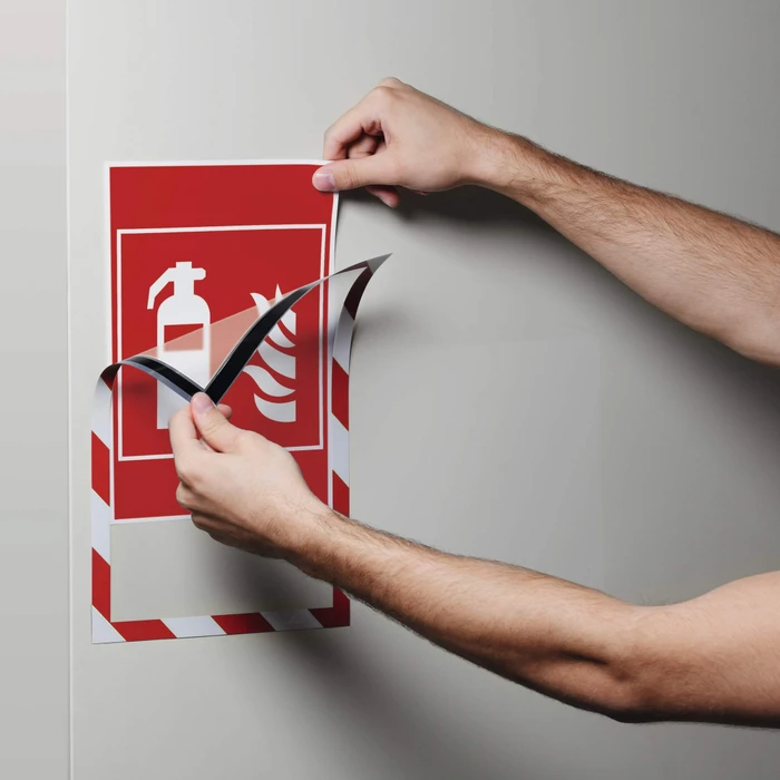 Durable Duraframe Magnetic Security Schutzrahmen, A4, weiß/rot, 5 Stück