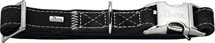 Hunter Hunting Alu-Strong Hundehalsung, Hundehalsband, Aluminium Steckverschluss, Leder, robust, weich, L, schwarz