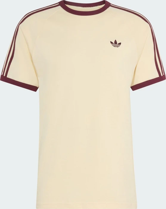 adidas 3-Streifen T-Shirt kurzarm warm vanilla/maroon (Herren)