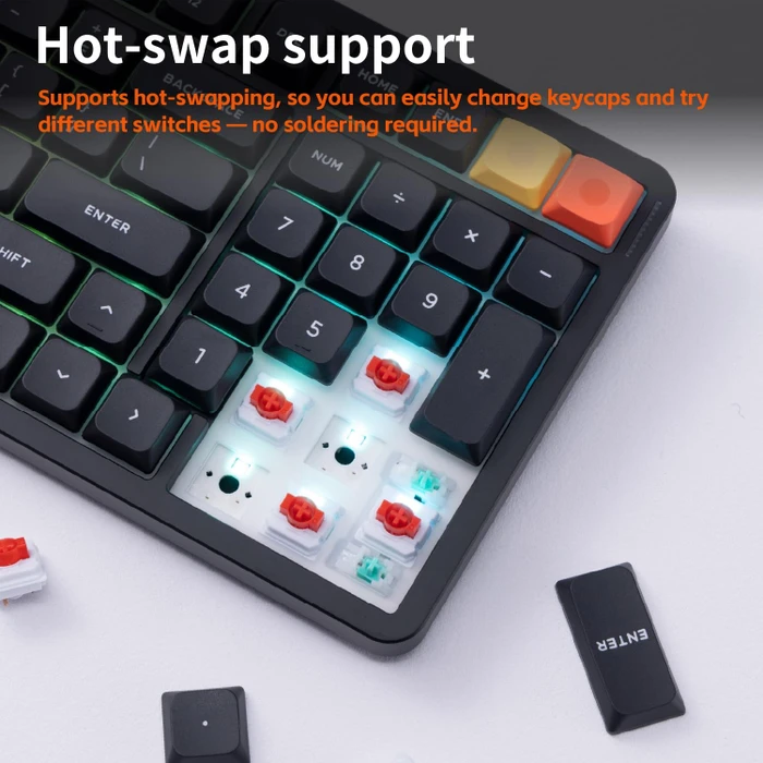 NuPhy Air100 V3 Mac/PC, Nebula Dark, schwarz, hot-swap, Low-Profile Blush nano, USB/Bluetooth, US