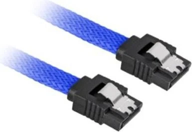 Sharkoon Sleeve Kabel SATA 6Gb/s, 0.45m, blau, mit Arretierung