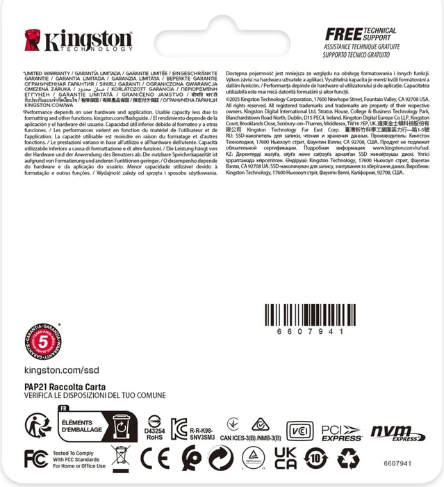 Kingston NV3 NVMe PCIe 4.0 SSD 2TB, M.2 2230 / M-Key / PCIe 4.0 x4