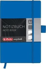 Herlitz Classic Notizbuch, A6, kariert, Kunstleder-Cover, blau, 96 Blatt