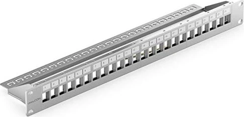 deleyCON Patchpanel für Keystone Module 19", 1HE, 24-Port, 19", 1HE, grau