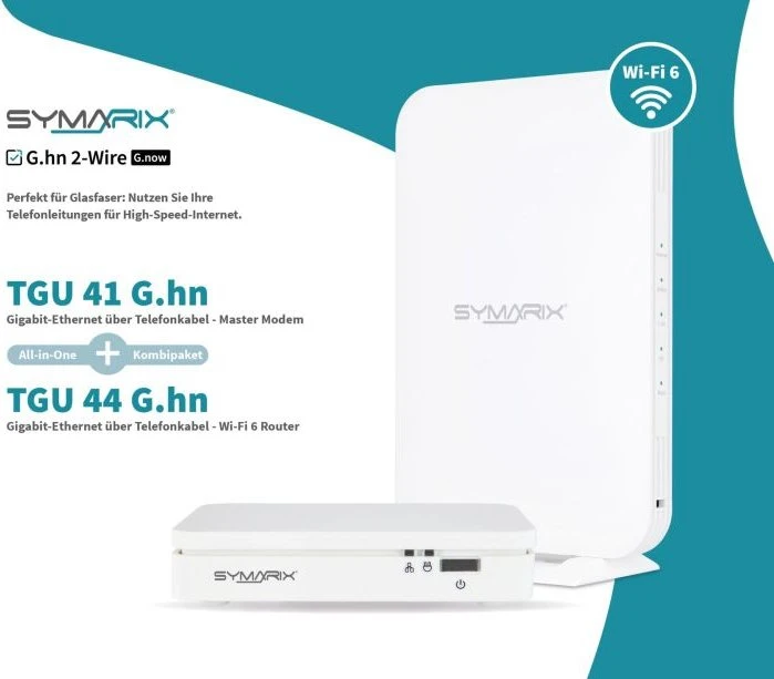 Symarix TGU 41 & TGU 44 Master/Slave Set, Ethernet über Telefonleitung, RJ-45 G.hn, 2x RJ-45, 2er-Pack