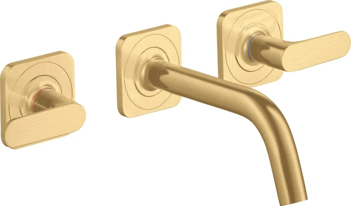 Hansgrohe Axor Citterio M 3-Loch Waschbeckenarmatur mit Hebelgriffen 166mm brushed gold optic