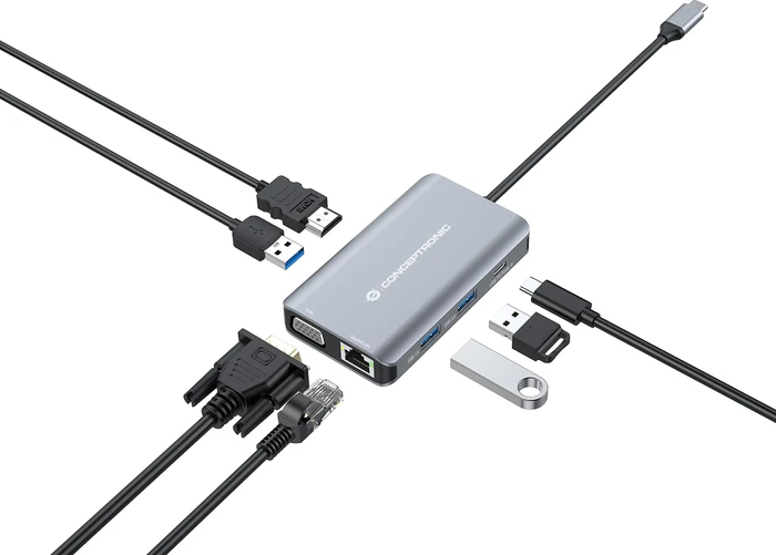Conceptronic 7-in-1 Dockingstation, USB-C 3.0 [Stecker]