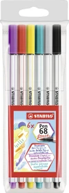 STABILO Pen 68 brush sortiert, 6er-Set, Etui