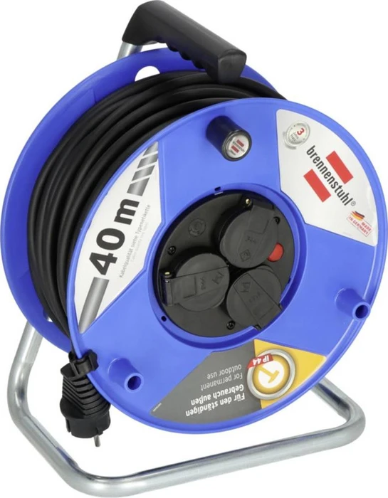 Brennenstuhl Garant IP44 Gewerbe-/Baustellen-Kabeltrommel, Schuko auf 3x Schuko, 40m, IP44, H07RN-F 3G1,5