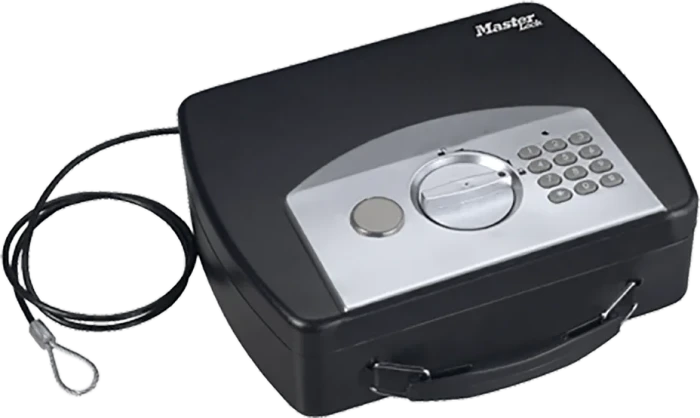 Master Lock P008EML Digital Safe Tresor, schwarz, Schlüsselschloss/mechanische Zahlenkombination