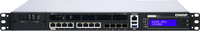 QNAP QuCPE-7012 Dual-System VM-Host & Rackmount 2.5G Managed Switch, 8x RJ-45, 4x SFP+, 1x Erweiterungsslot