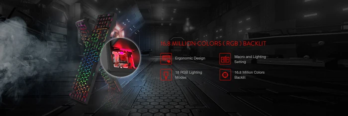 Redragon K582 Surara, LEDs RGB, hot-swap, Gaote Outemu BLUE, USB, US