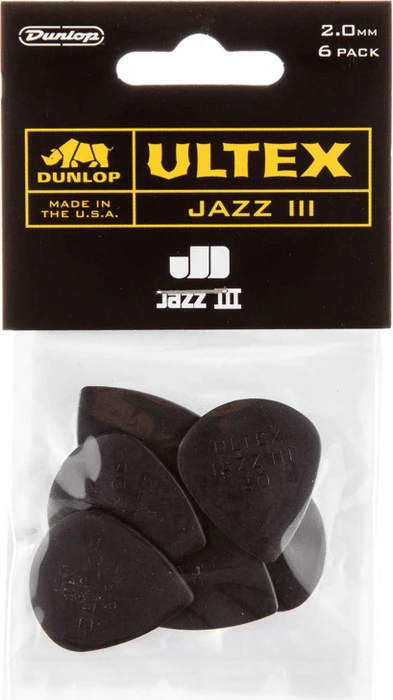 Dunlop Ultex Jazz III Pick, 2.0mm, 6-Pack