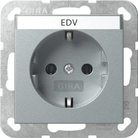Gira SCHUKO-Steckdose 16 A 250 V~ mit Beschriftungsfeld System 55, Farbe Alu