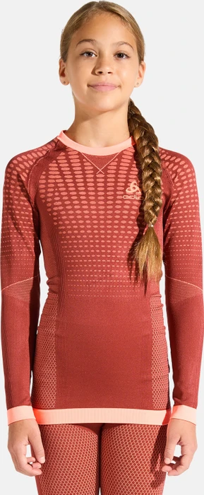 Odlo Performance Warm Funktionsshirt langarm spiced apple/live wire (Junior)