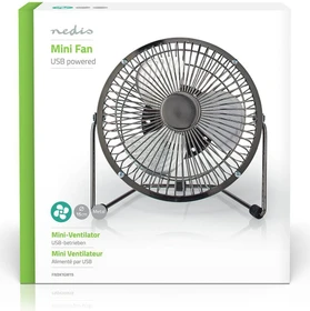 Nedis FNDK1GM15 USB Mini Tischventilator aus Metall 15cm stahlgrau