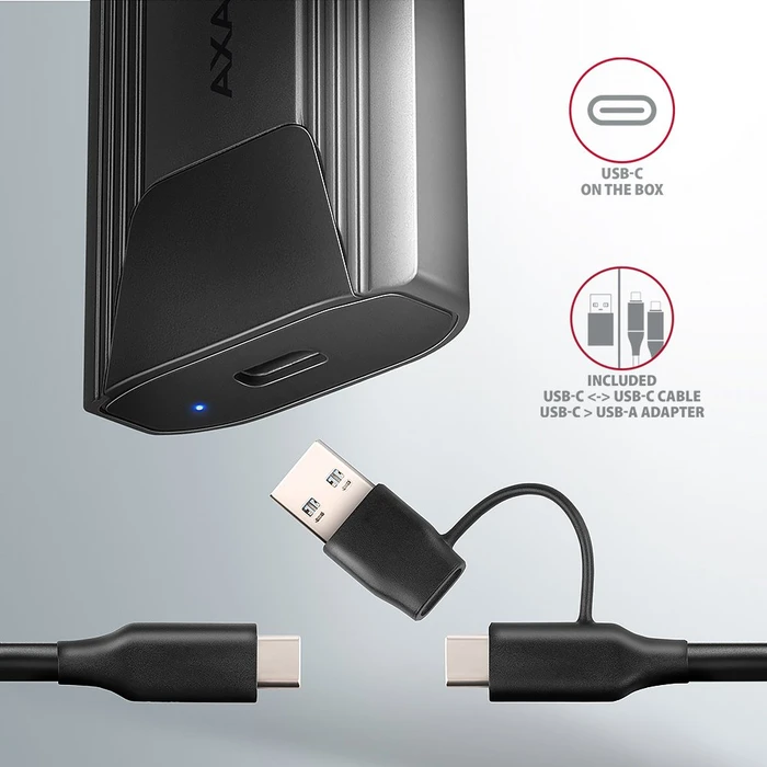 Axagon M.2 Festplattengehäuse, M.2 PCIe/SATA, USB-C 3.1