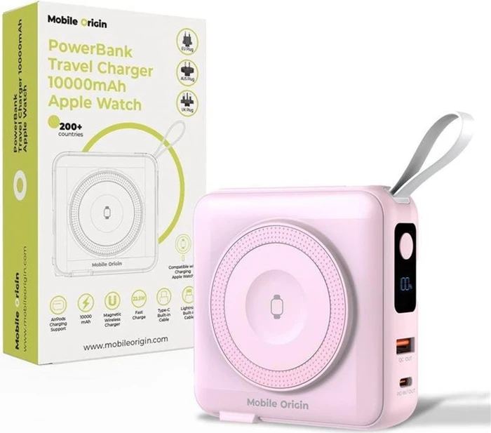 Mobile Origin Powerbank Lightning/USB-C Cable MagSafe 10000mAh pink