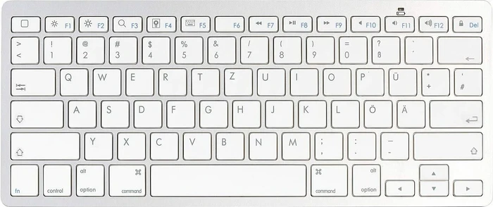 GeneralKeys Ultraschlanke Tastatur für Apple Geräte weiß, Bluetooth, DE