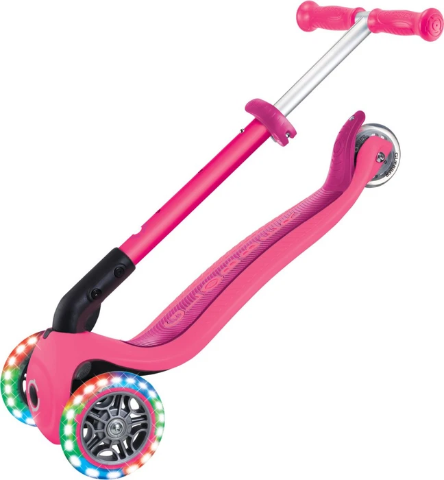 Globber Foldable Lights Kickboard fuchsia pink