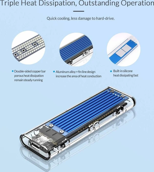 Orico TCM2-C3, blau/transparent, USB-C 3.1