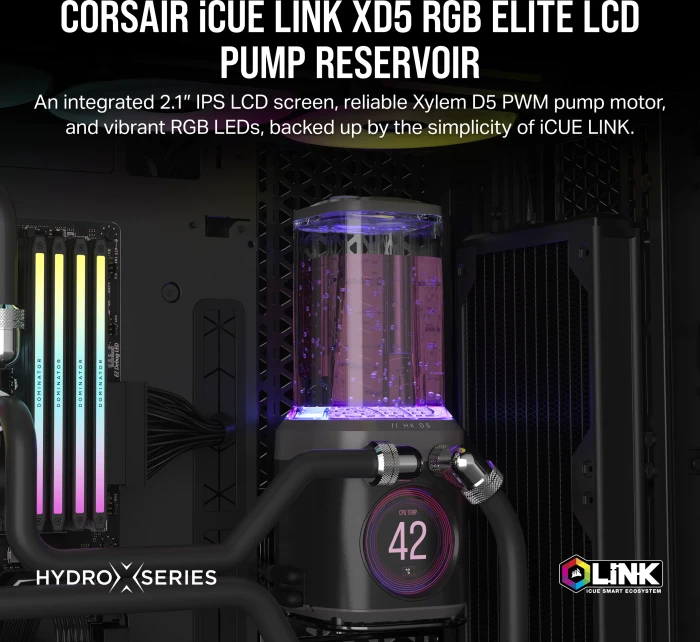Corsair iCUE LINK XD5 RGB Elite LCD, schwarz, mit Pumpe