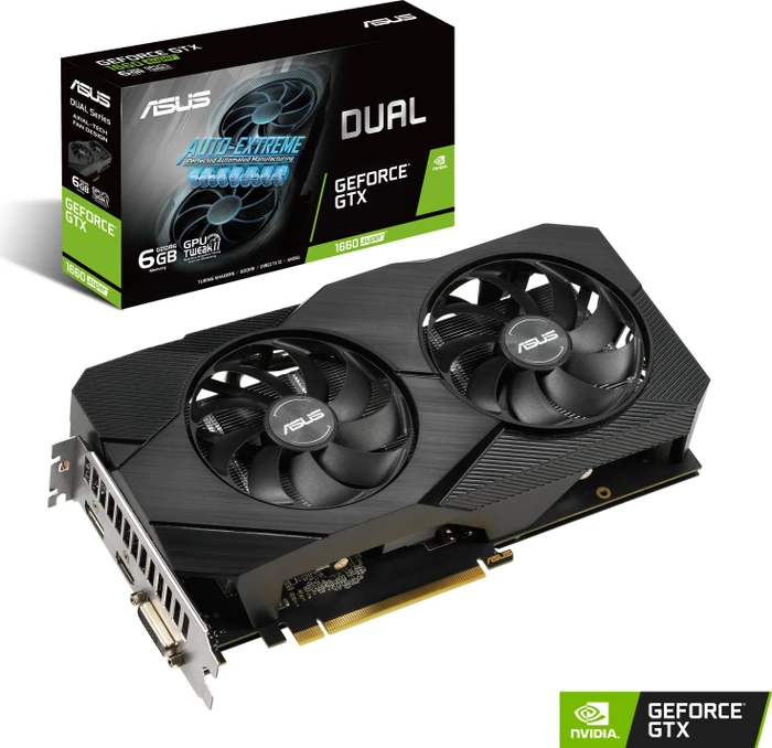 ASUS Dual GeForce GTX 1660 SUPER EVO, DUAL-GTX1660S-6G-EVO, 6GB GDDR6, DVI, HDMI, DP