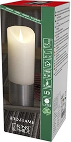 Konstsmide Echtwachskerze 13.5cm weiß/silber LED warmweiß, 1 Stück