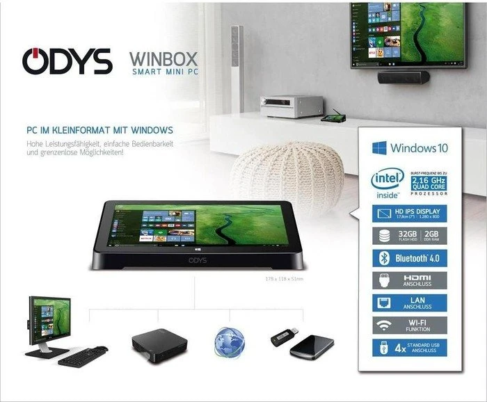 Odys WinBox, Atom Z3735F, 2GB RAM, 32GB Flash