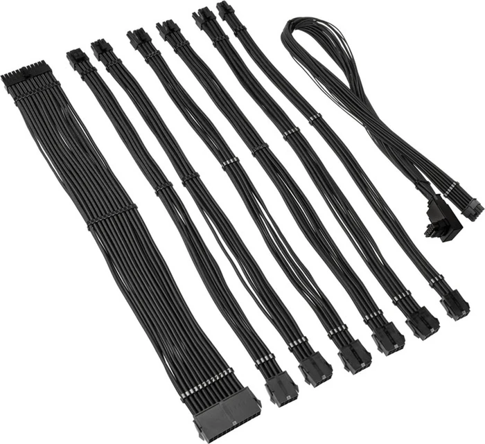 Kolink Core Pro Braided Cable Extension Kit 12V-2x6, Typ 1, Sense-Pins an der Oberseite, Jet Black