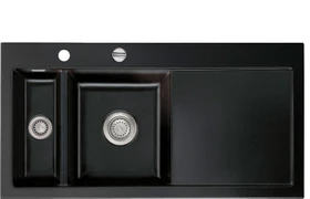 systemceram Mera 100 Einbau Becken links mit Ablauffernbedienung nero